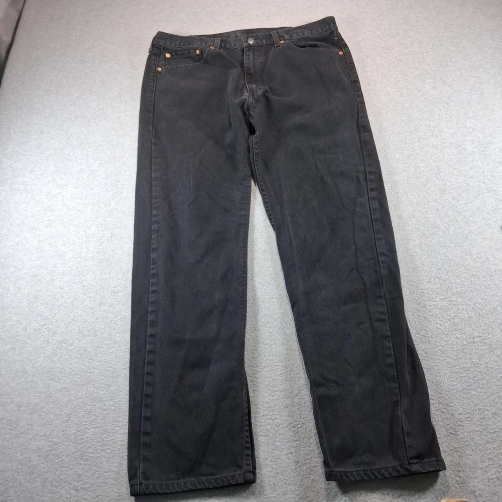 Levi's Mens 505 Regular Fit Jeans‎ 38x32 Black Straight Leg Denim Pants